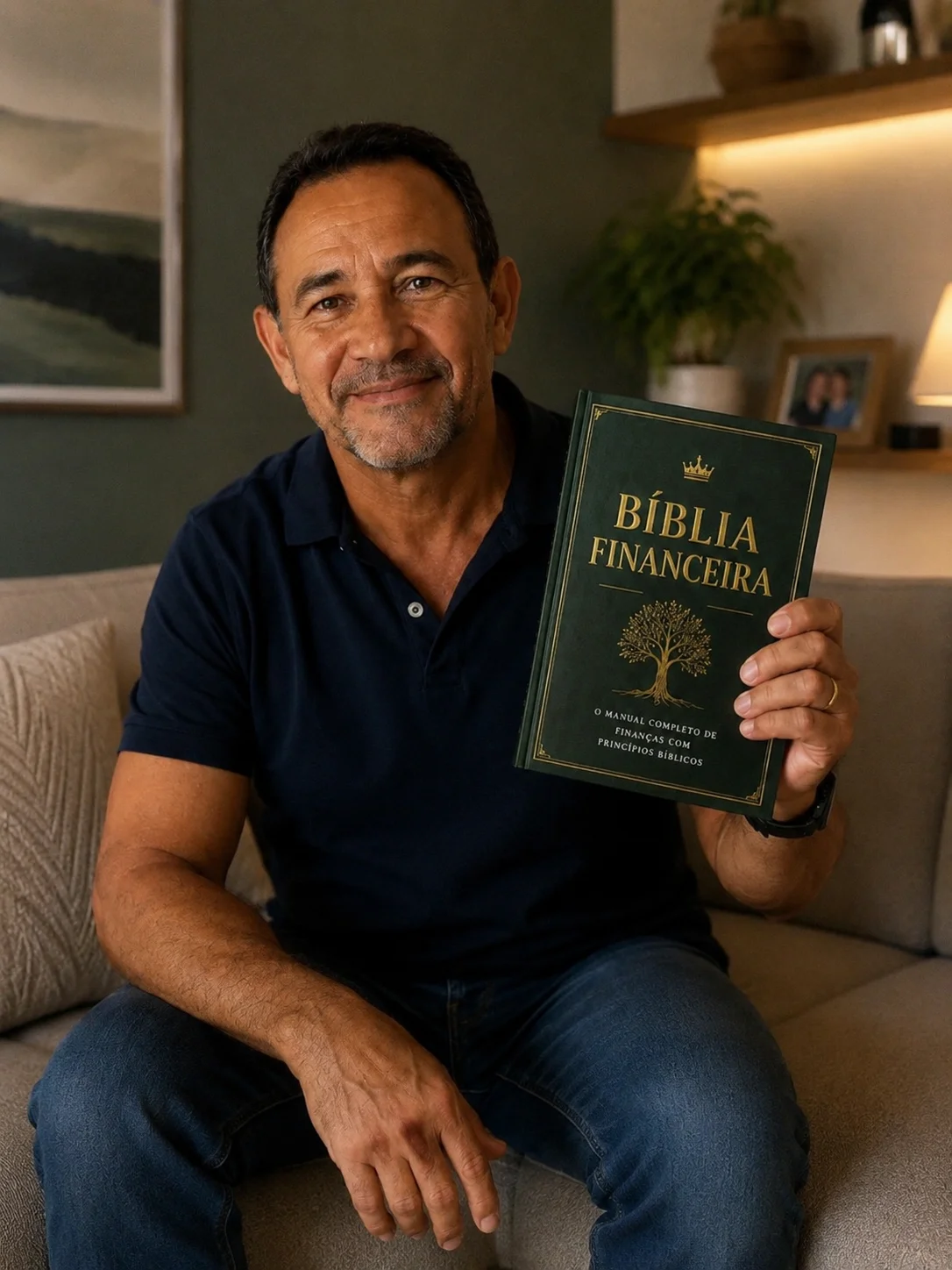 Homem segurando a Bíblia Financeira